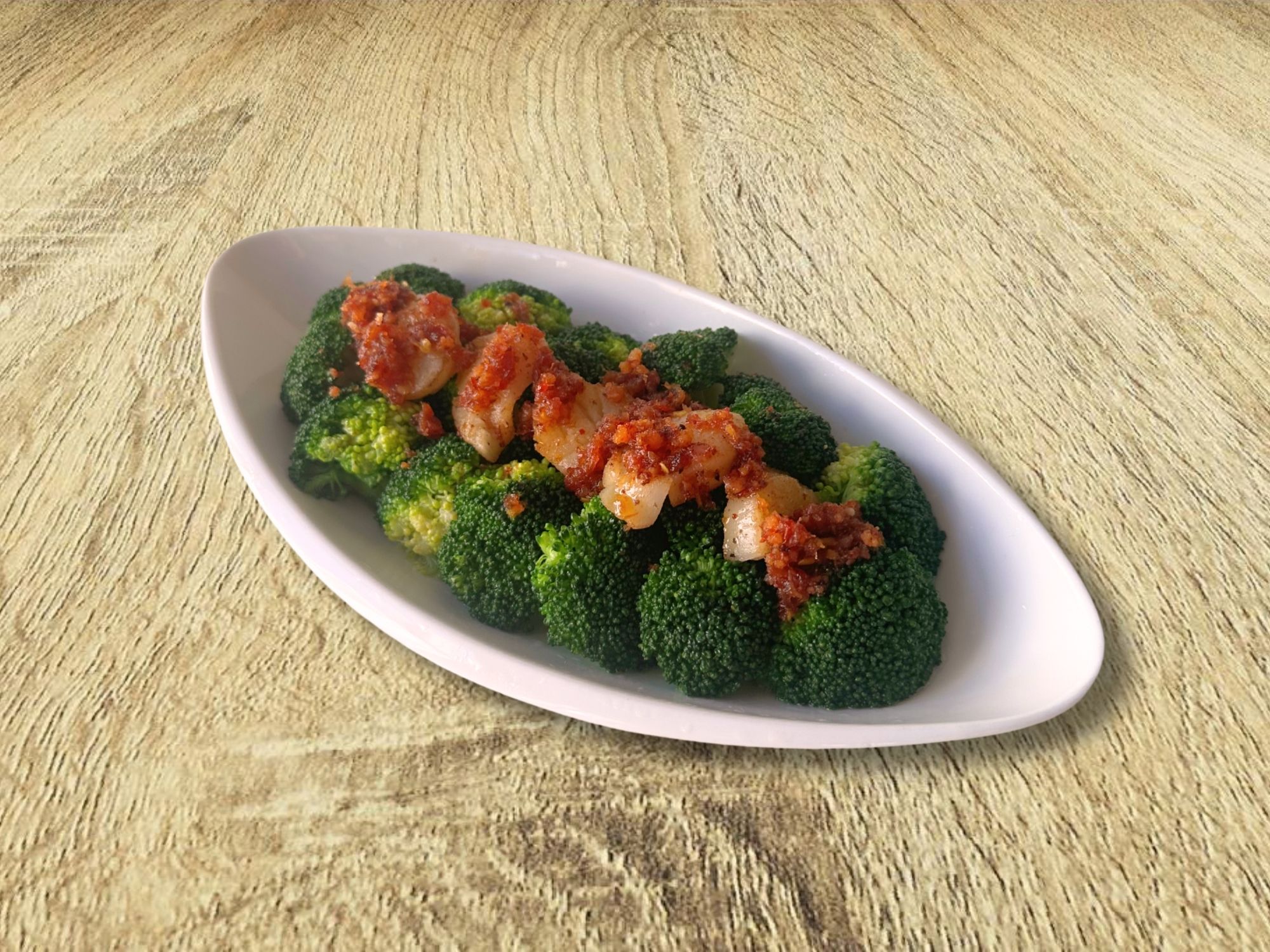 Bông cải xanh xào sò điệp sốt X.O