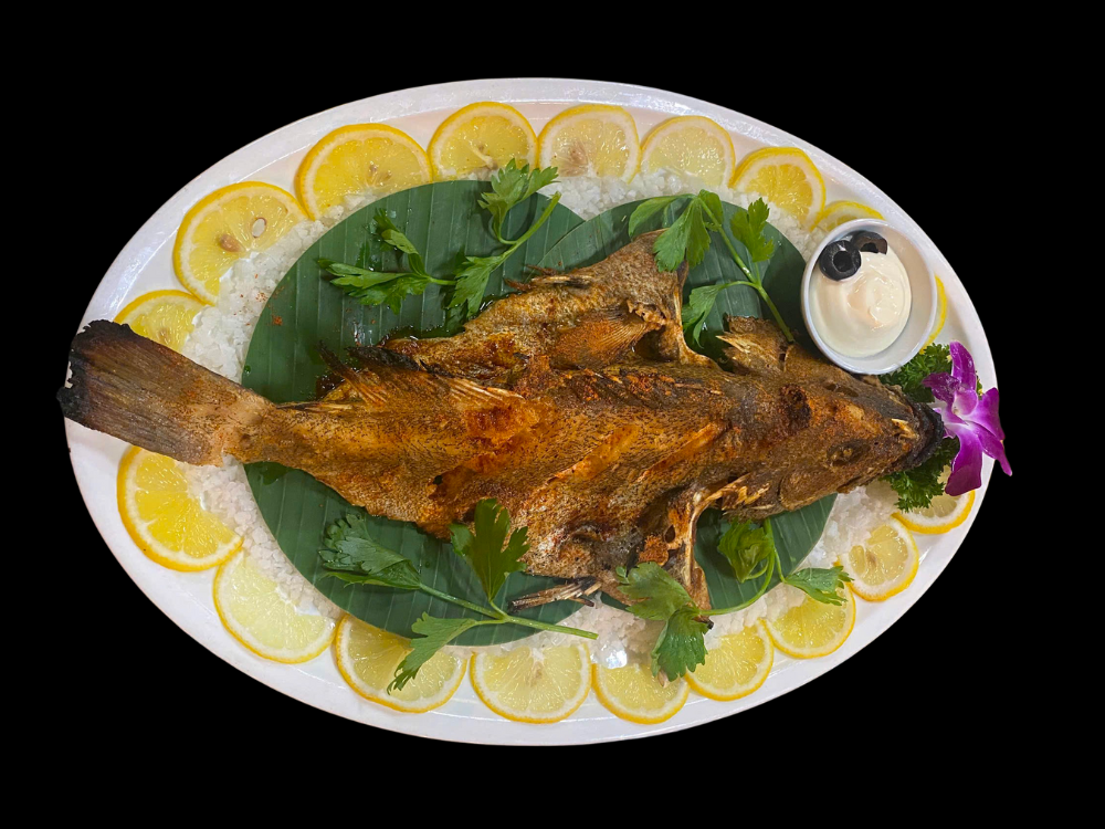 Cá mú nướng dầu ô liu